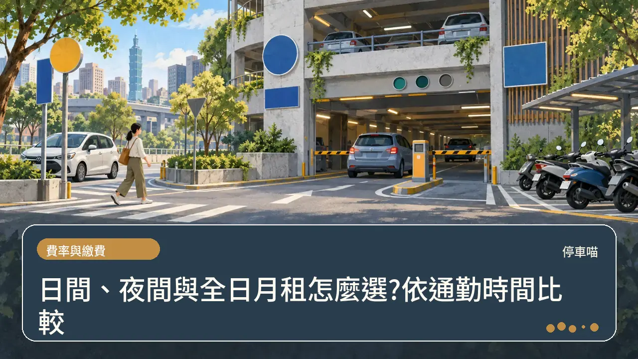 日間、夜間與全日月租怎麼選?依通勤時間比較主題插畫