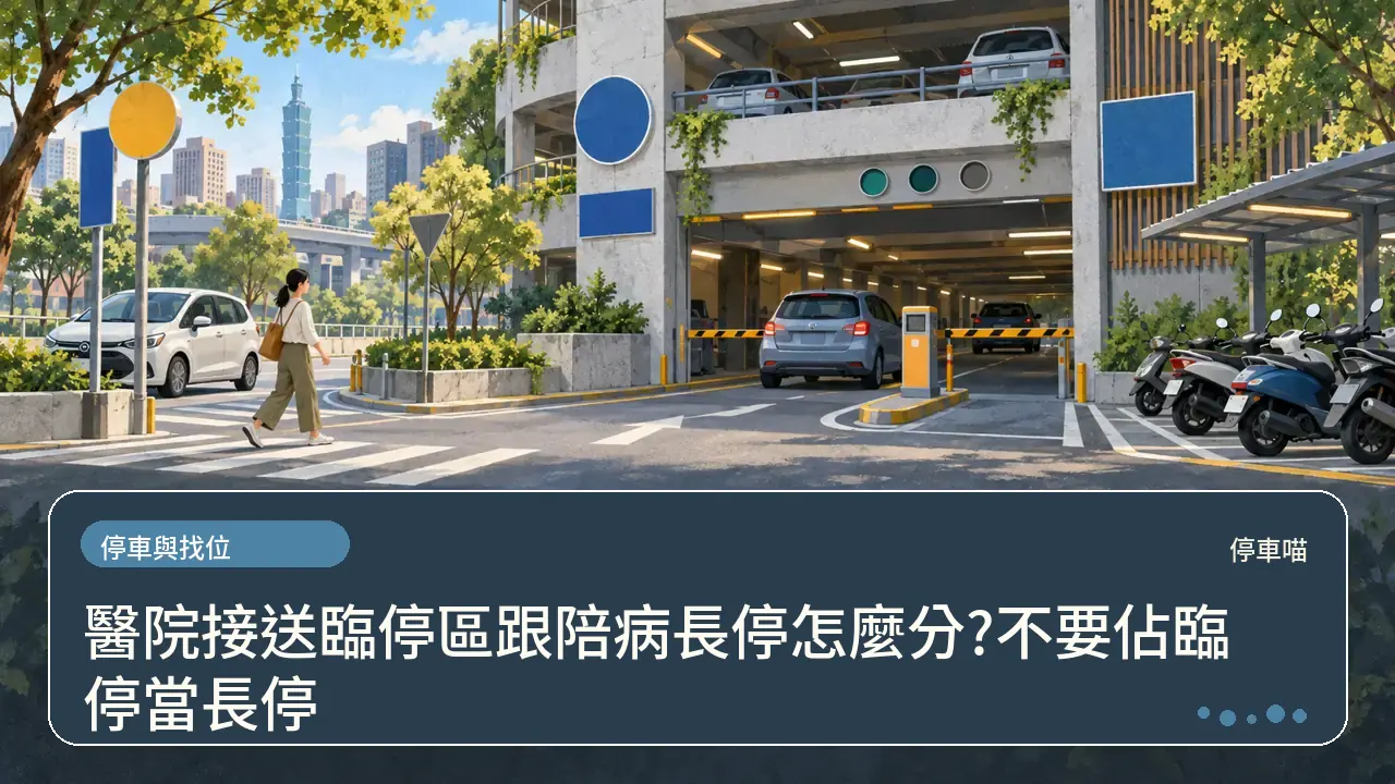 醫院接送臨停區跟陪病長停怎麼分?不要佔臨停當長停主題插畫