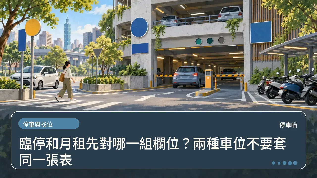 臨停和月租先對哪一組欄位?兩種車位不要套同一張表主題插畫