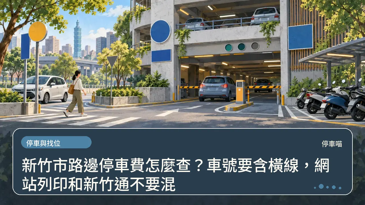 新竹市路邊停車費怎麼查?車號要含橫線,網站列印和新竹通不要混主題插畫