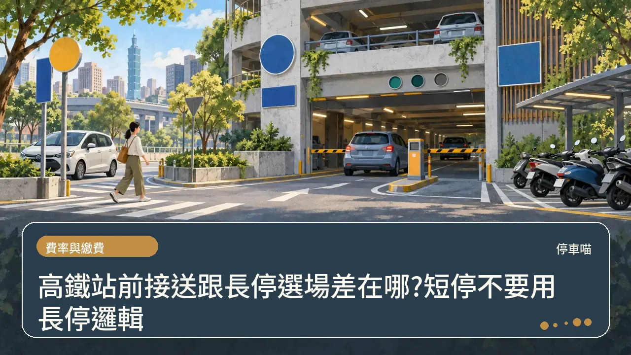 高鐵站前接送跟長停選場差在哪?短停不要用長停邏輯主題插畫