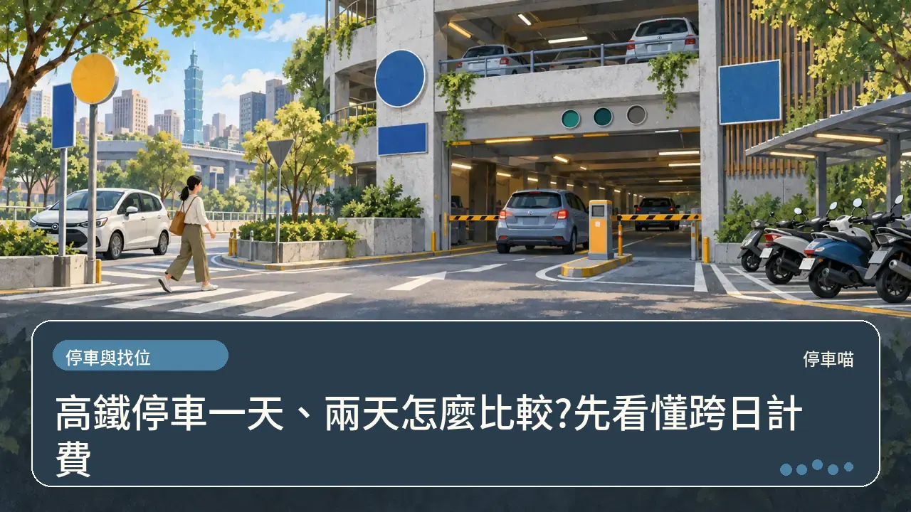 高鐵停車一天、兩天怎麼比較?先看懂跨日計費主題插畫