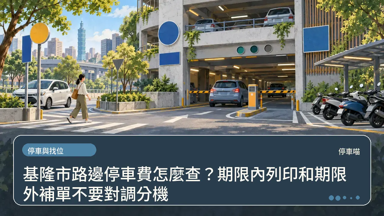 基隆市路邊停車費怎麼查？期限內列印和期限外補單不要對調分機主題插畫