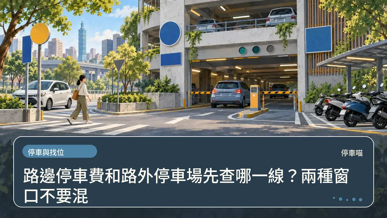 路邊停車費和路外停車場先查哪一線?兩種窗口不要混主題插畫