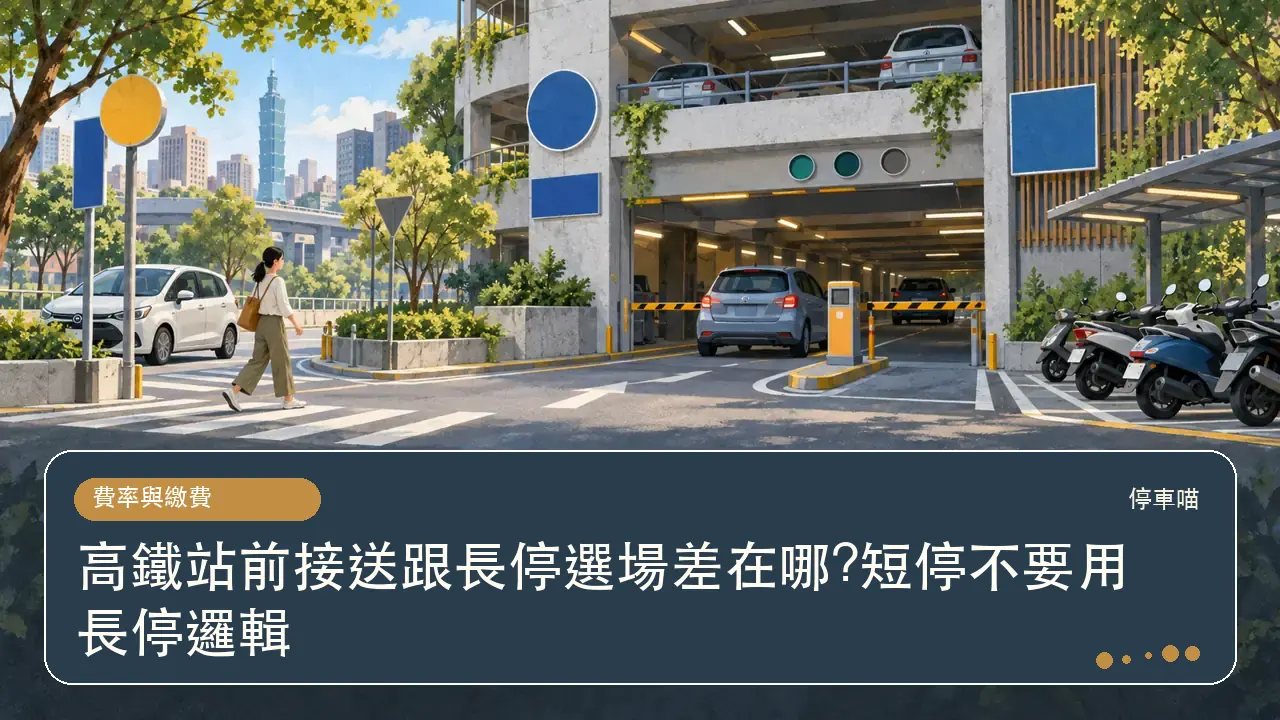 高鐵站前接送跟長停選場差在哪?短停不要用長停邏輯主題插畫