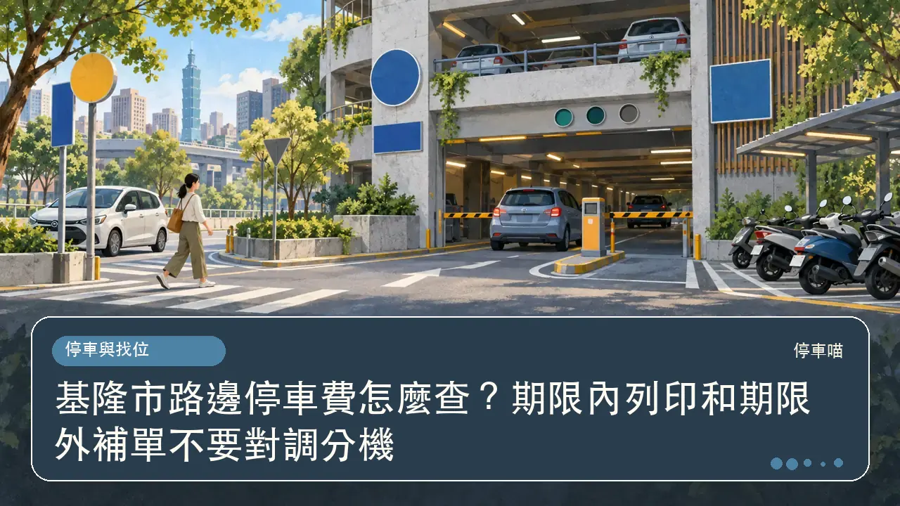 基隆市路邊停車費怎麼查?期限內列印和期限外補單不要對調分機主題插畫