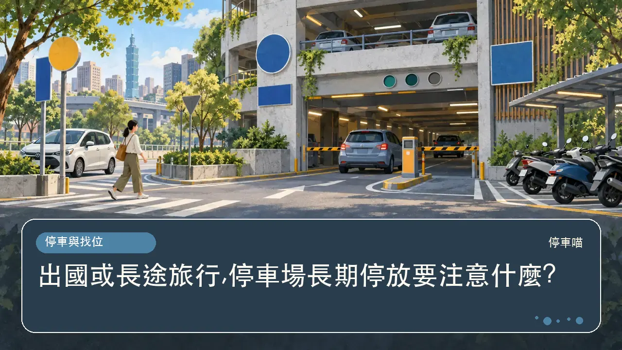 出國或長途旅行,停車場長期停放要注意什麼?主題插畫