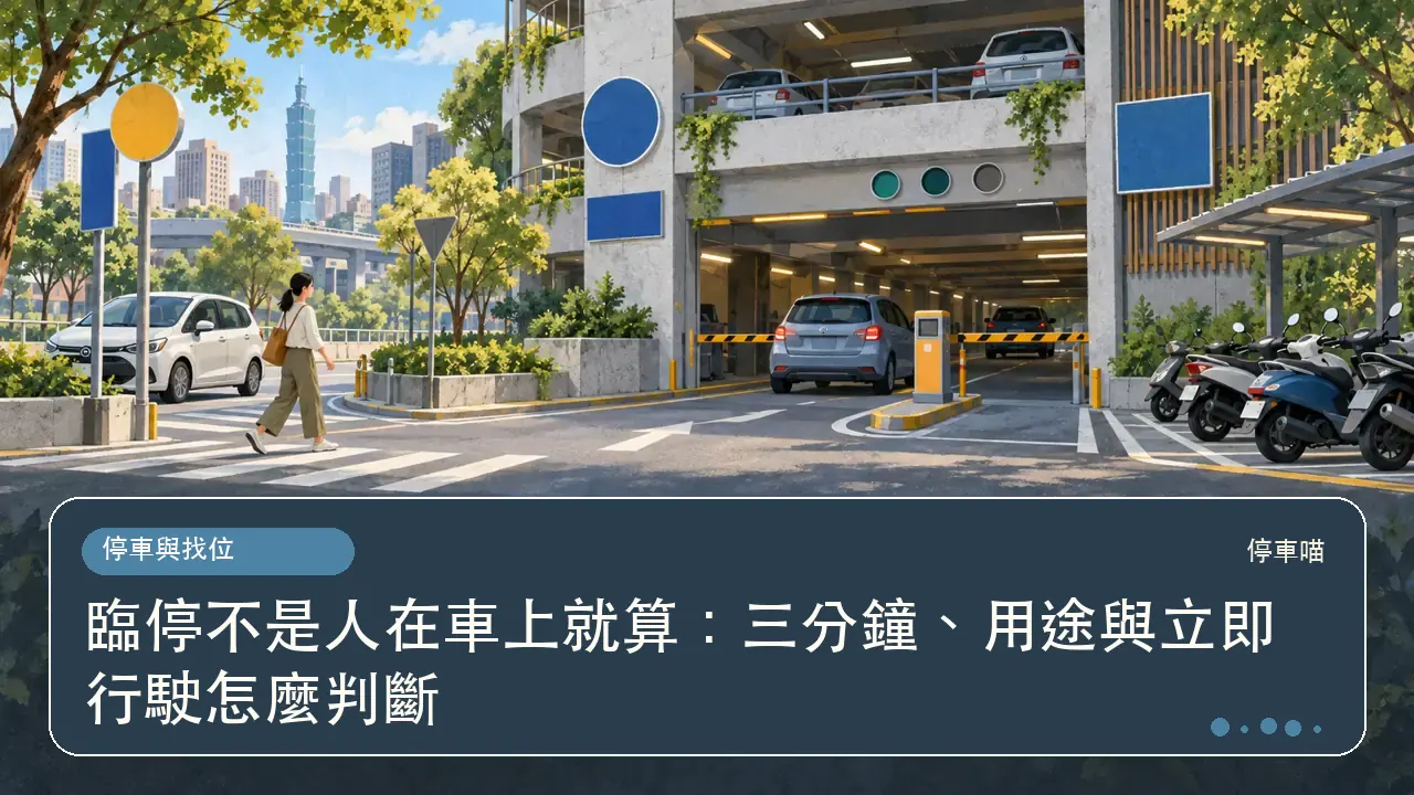 臨停不是人在車上就算：三分鐘、用途與立即行駛怎麼判斷主題插畫