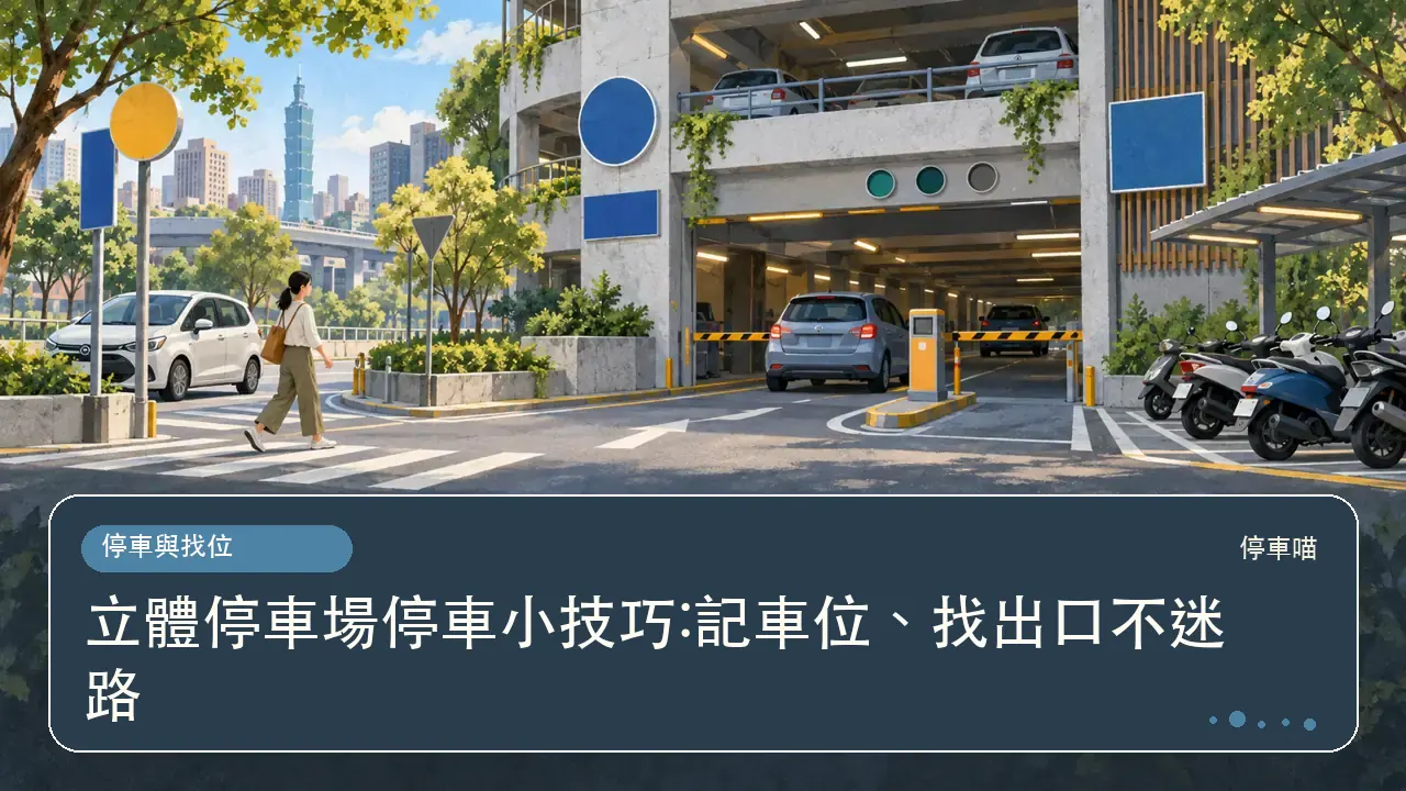 立體停車場停車小技巧:記車位、找出口不迷路主題插畫