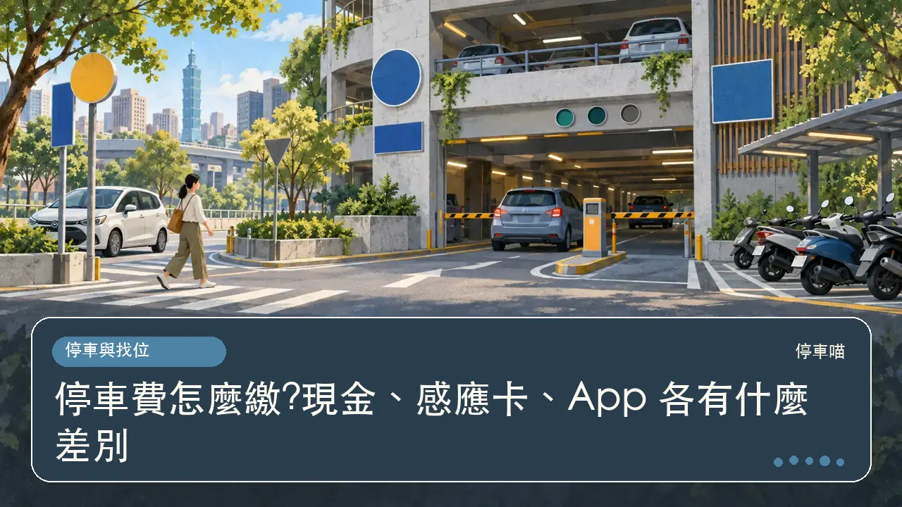 停車費怎麼繳?現金、感應卡、App 各有什麼差別主題插畫