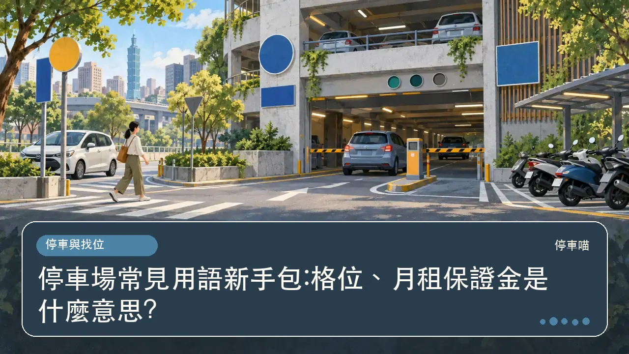 停車場常見用語新手包:格位、月租保證金是什麼意思?主題插畫