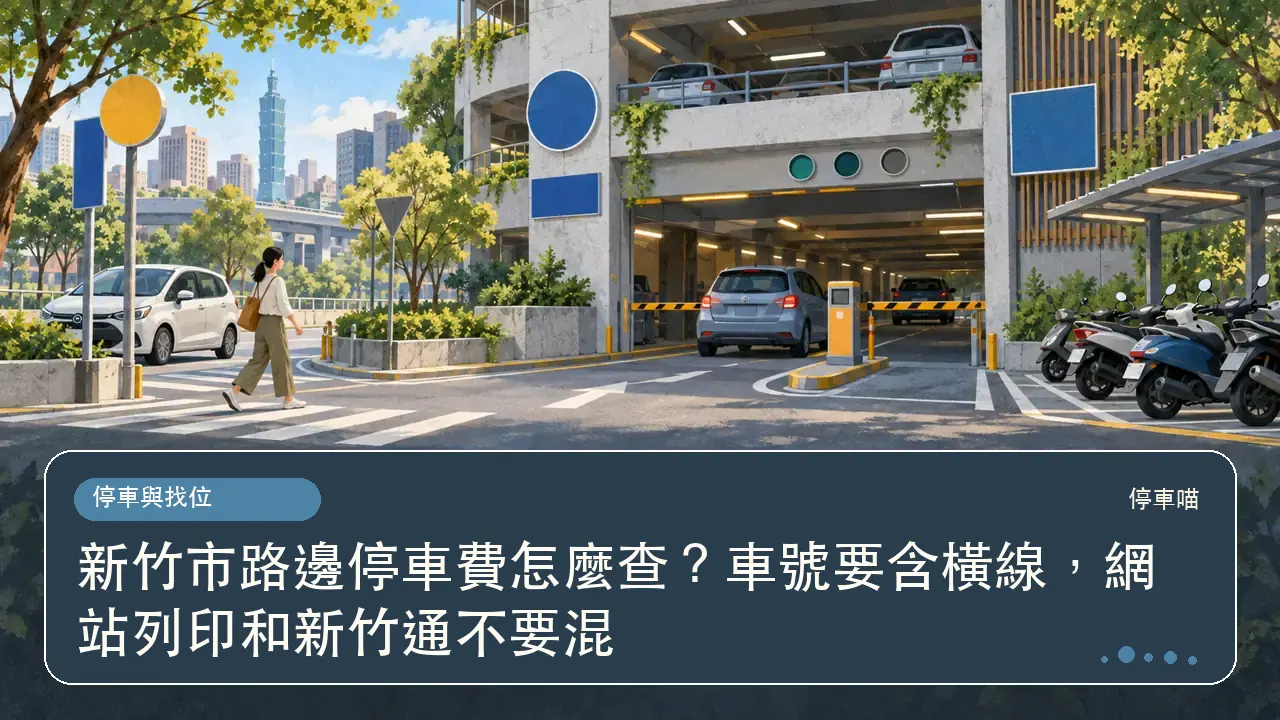 新竹市路邊停車費怎麼查？車號要含橫線，網站列印和新竹通不要混主題插畫