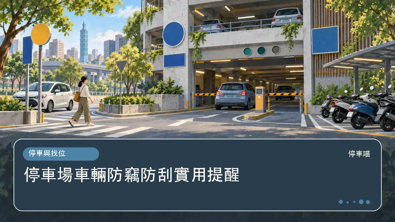 停車場車輛防竊防刮實用提醒主題插畫