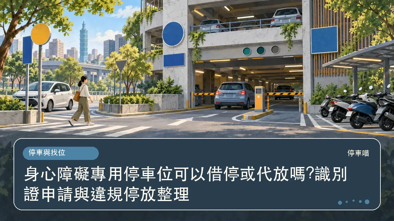 身心障礙專用停車位可以借停或代放嗎?識別證申請與違規停放整理主題插畫