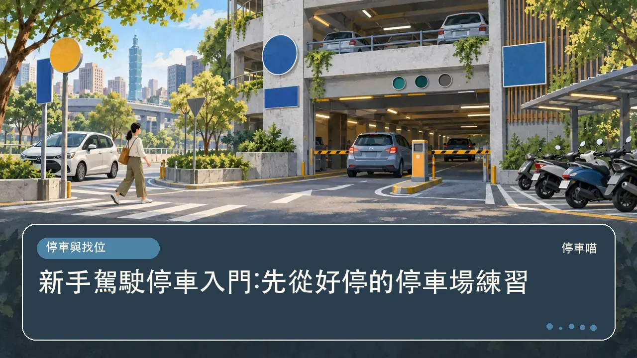 新手駕駛停車入門:先從好停的停車場練習主題插畫